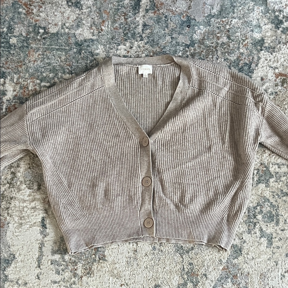 Wilfred Beige Ribbed Cardigan Sweater